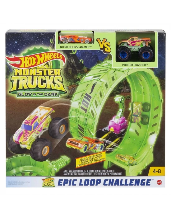 Hot Wheels Monster Trucks Karanlıkta Parlayan Çemberde Yarış Seti