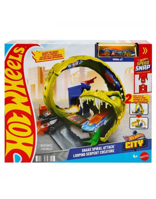 Hot Wheels Spiral Pistte Yılan Mücadelesi JBM63