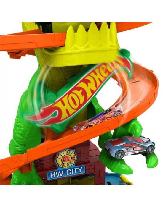 Hot Wheels T-Rex ve İtfaiye İstasyonu Oyun Seti JBM73