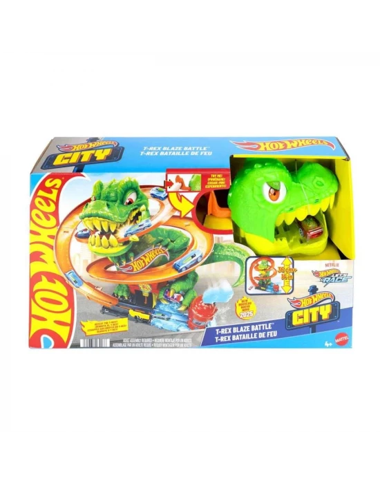 Hot Wheels T-Rex ve İtfaiye İstasyonu Oyun Seti JBM73