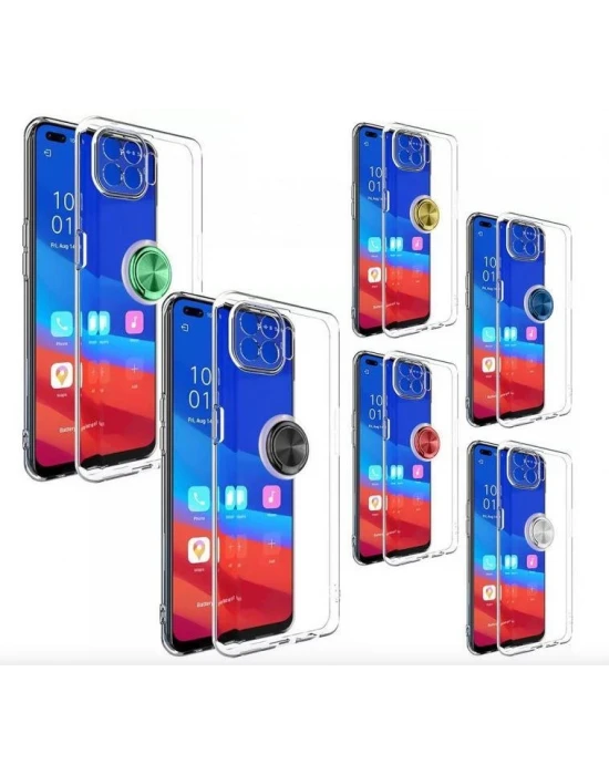 Huawei P40 Lite Gross Ring Yüzüklü Şeffaf Arka Kapak Kılıf