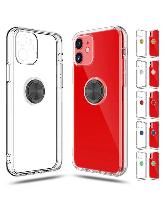 Huawei P40 Lite Gross Ring Yüzüklü Şeffaf Arka Kapak Kılıf