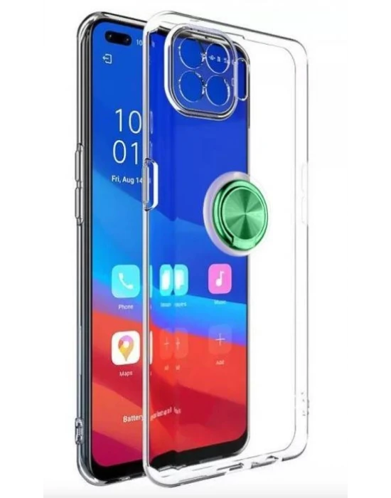 Huawei P40 Lite Gross Ring Yüzüklü Şeffaf Arka Kapak Kılıf