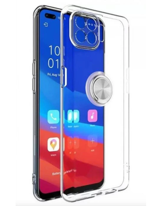 Huawei P40 Lite Gross Ring Yüzüklü Şeffaf Arka Kapak Kılıf