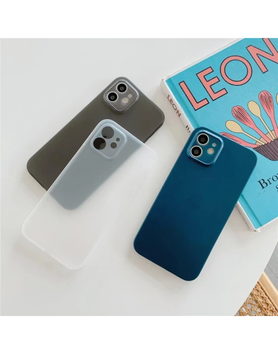 İphone 0,2 mm PP Buzlu İnce Sert Silikon Kamera Korumalı Kılıf
