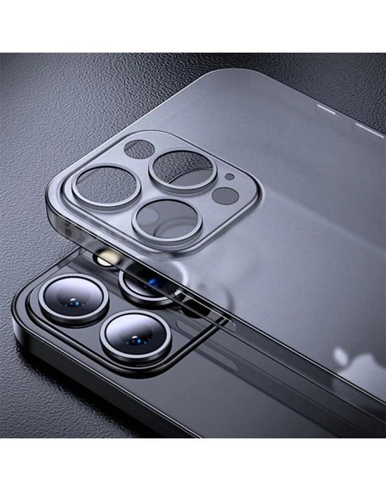 İphone 0,2 mm PP Buzlu İnce Sert Silikon Kamera Korumalı Kılıf