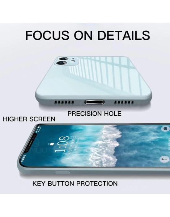 iPhone 11 Parlak Cam Kamera Korumalı Telefon Kılıfı