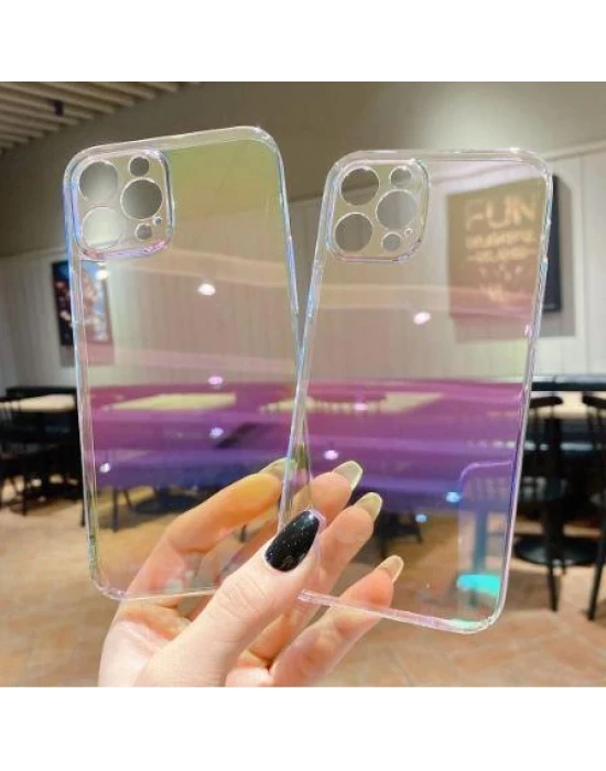 İphone 11 Parlak Rainbow Holografik Kamera Korumalı Sert Kılıf