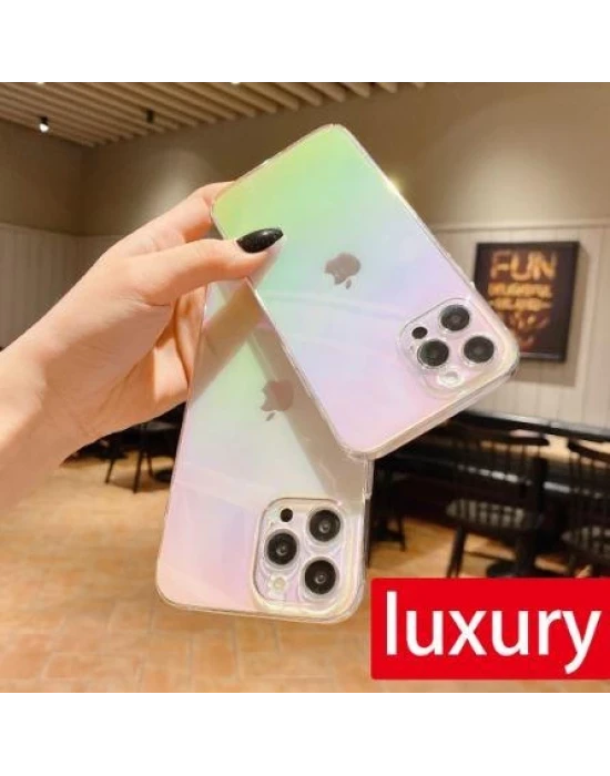 İphone 11 Parlak Rainbow Holografik Kamera Korumalı Sert Kılıf