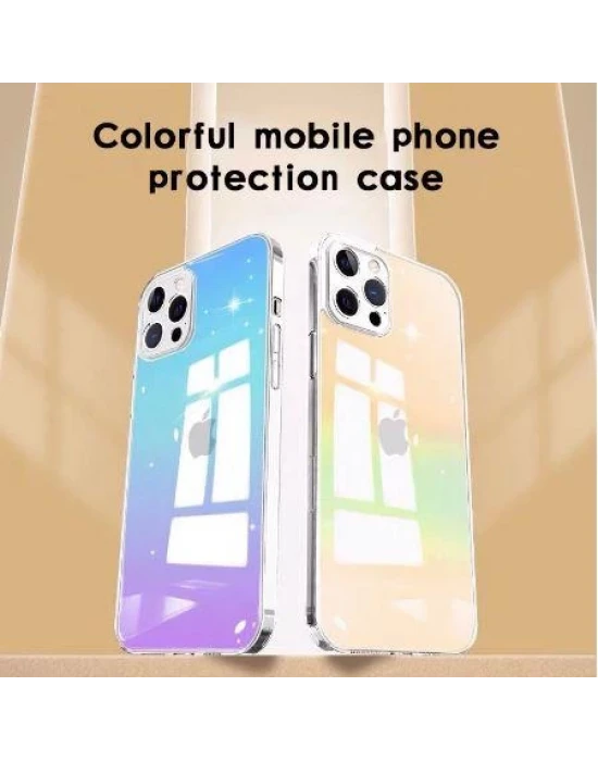 İphone 11 Parlak Rainbow Holografik Kamera Korumalı Sert Kılıf