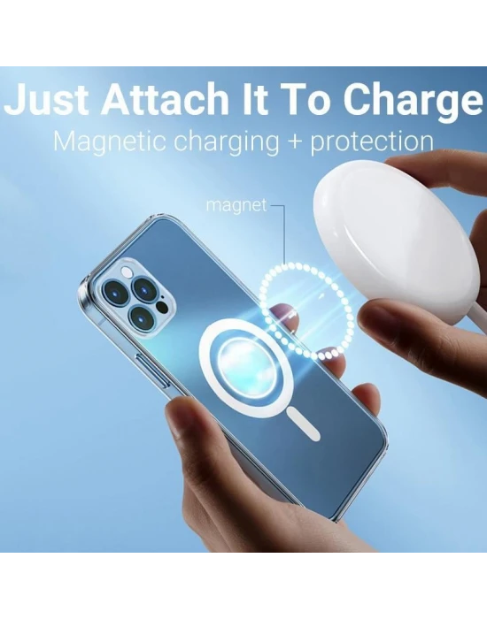 İphone 11 Pro Kablosuz Şarj Destekli Manyetik Şeffaf Koruyucu Kılıf