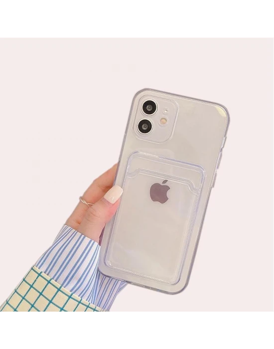 İphone 11 Pro Max Şeffaf Kartlıklı Kamera Korumalı Telefon Kılıfı