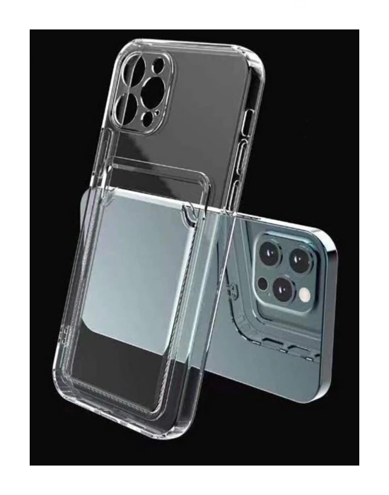 İphone 11 Pro Max Şeffaf Kartlıklı Kamera Korumalı Telefon Kılıfı