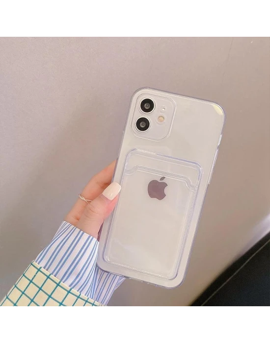 İphone 11 Pro Max Şeffaf Kartlıklı Kamera Korumalı Telefon Kılıfı