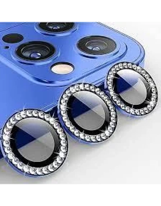 İphone 11 Pro Max Taşlı Kamera Lens Koruyucu Çerçeveli Koruyucu