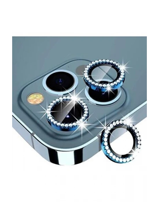 İphone 11 Pro Max Taşlı Kamera Lens Koruyucu Çerçeveli Koruyucu