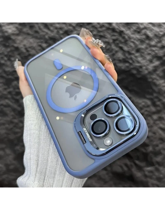 iPhone 11 Uyumlu Kılıf Klon Stantlı + Lens Korumalı MagSafe Telefon Kılıfı