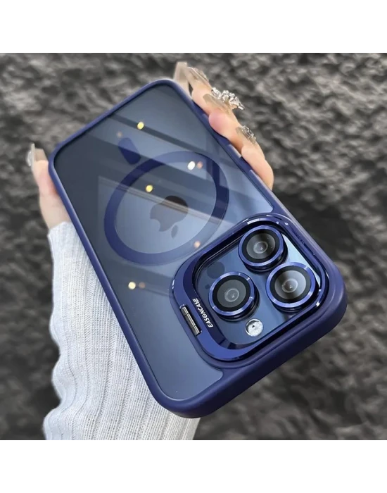 iPhone 11 Uyumlu Kılıf Klon Stantlı + Lens Korumalı MagSafe Telefon Kılıfı