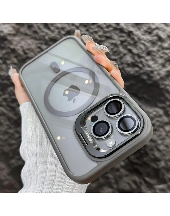 iPhone 11 Uyumlu Kılıf Klon Stantlı + Lens Korumalı MagSafe Telefon Kılıfı