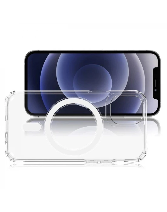 İphone 12 / 12 Pro Dayanıklı Manyetik Şeffaf Kılıf (MagSafe Uyumlu)