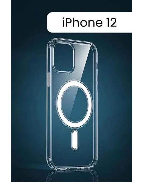 İphone 12 - 12 Pro Magsafe Sert Şeffaf Telefon Kılıfı
