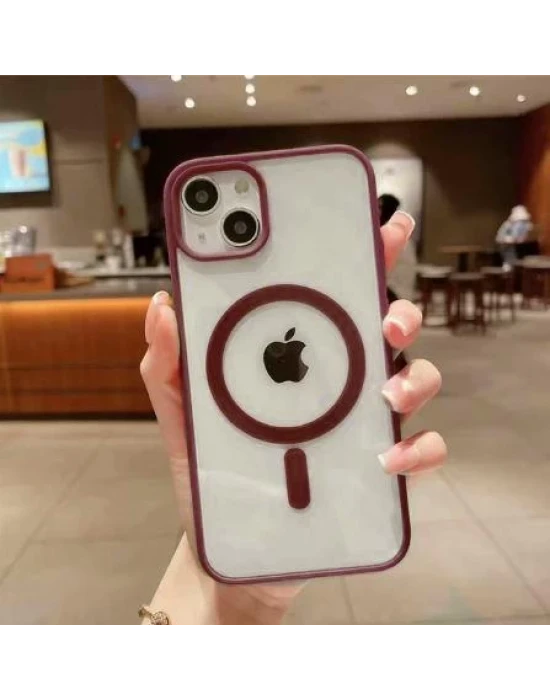 İphone 12-12 Pro Magsafe Uyumlu Mat Çerçeveli Telefon Kılıfı