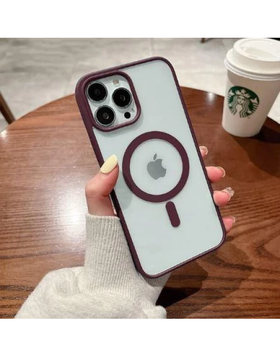İphone 12-12 Pro Magsafe Uyumlu Mat Çerçeveli Telefon Kılıfı