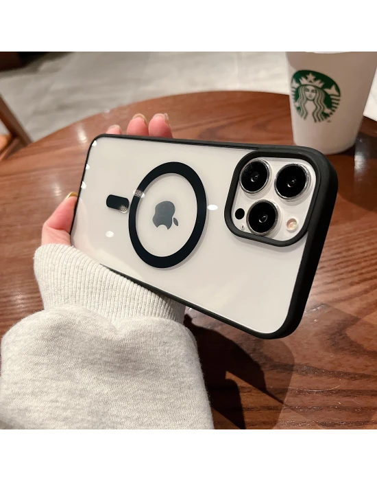 İphone 12-12 Pro Magsafe Uyumlu Mat Çerçeveli Telefon Kılıfı