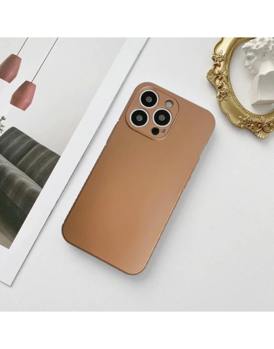 iPhone 12 Metalic Renk Kamera Korumalı Silikon Kılıf