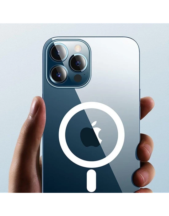 İphone 12 Pro Max Dayanıklı Manyetik Şeffaf Kılıf (MagSafe Uyumlu)