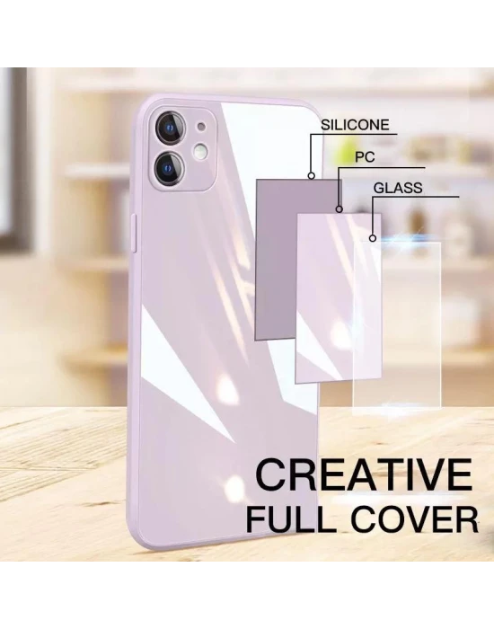 iPhone 12 Pro Max Parlak Cam Kamera Korumalı Telefon Kılıfı