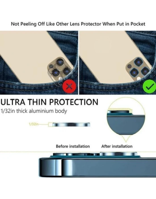 iPhone 12 Pro Max Toz Geçirmez Temperli Kamera Lens Koruyucu