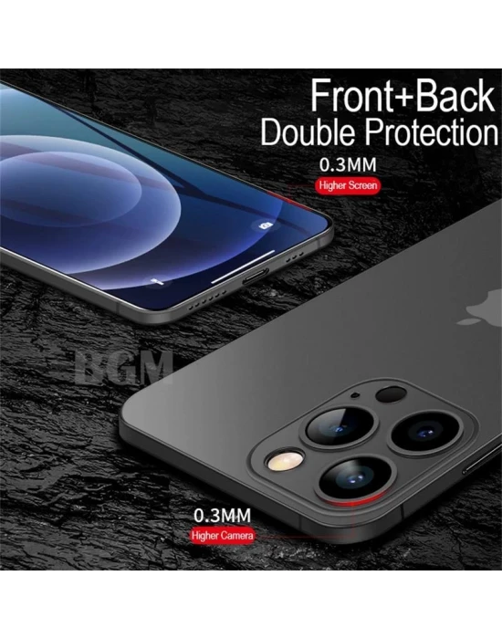 İphone 13 Pro 0,2 mm PP Buzlu Ultra İnce Sert Silikon Kamera Korumalı Kılıf