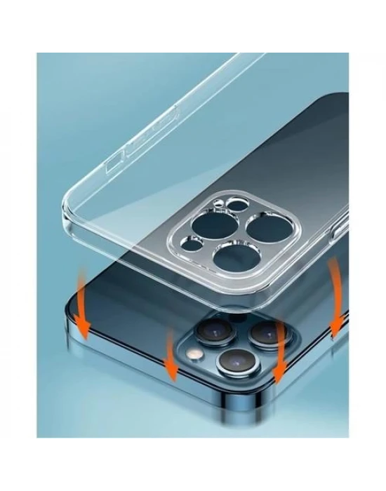 iPhone 13 Pro Kamera Korumalı Şeffaf Tıpalı Silikon Kılıf