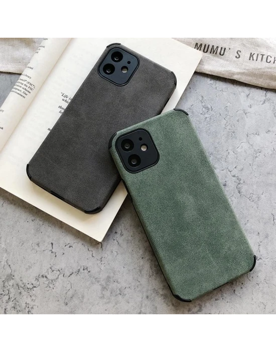 İphone 13 Pro Köşe Korumalı Antik Deri Telefon Kılıfı