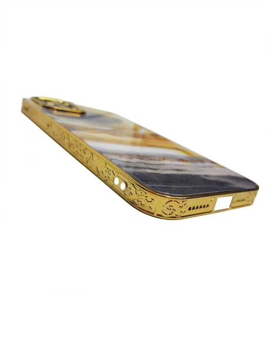 İphone 13 Pro Marble Case Mermer Desenli Cam Telefon Kılıfı