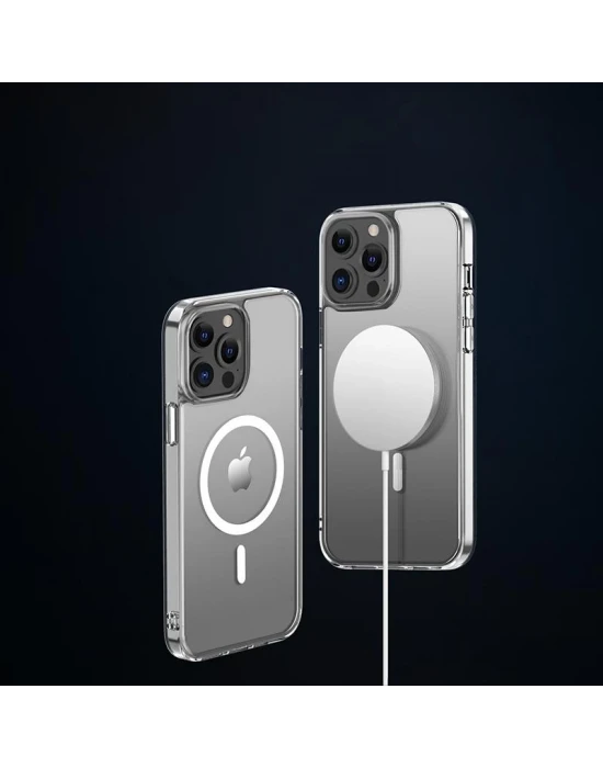 iPhone 13 Pro Max Magsafe Kablosuz Şarj Destekli Manyetik Şeffaf Koruyucu Kılıf