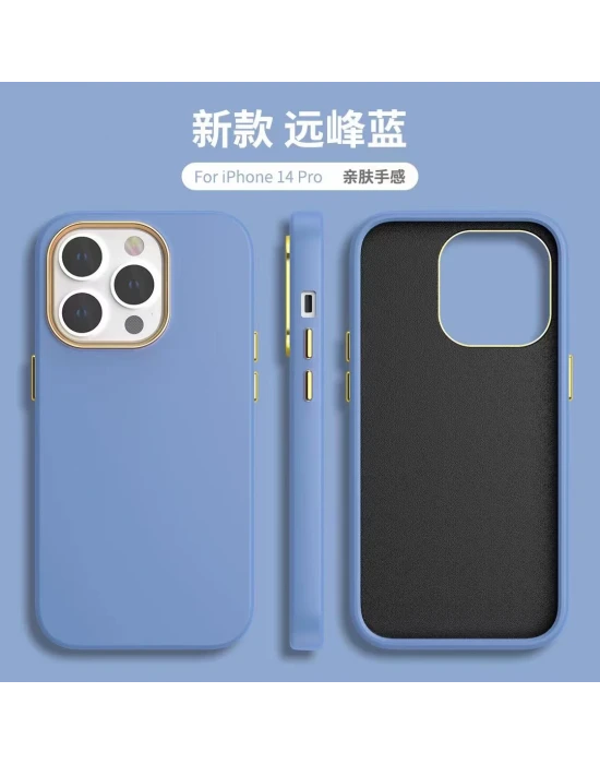 İphone 14 Dik Kenarlı Deri Görünümlü Atlas Telefon Kılıfı