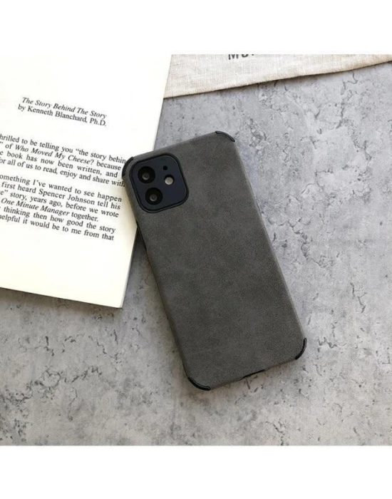 İphone 14 Köşe Korumalı Antik Deri Telefon Kılıfı