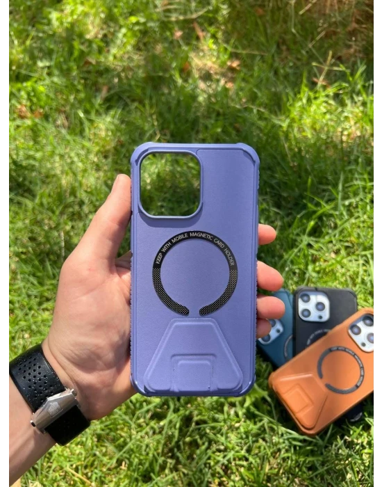 İphone 14 Magsafe Leather Stantlı Telefon Kılıfı