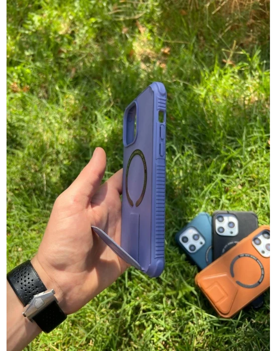 İphone 14 Magsafe Leather Stantlı Telefon Kılıfı