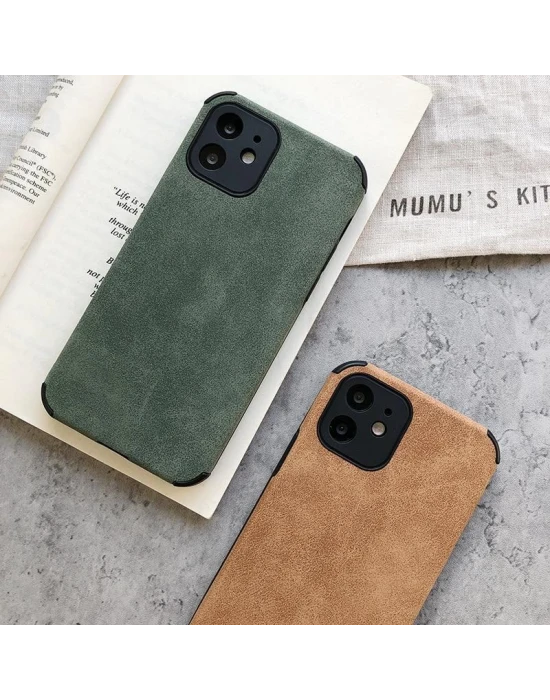 İphone 14 Plus Köşe Korumalı Antik Deri Telefon Kılıfı