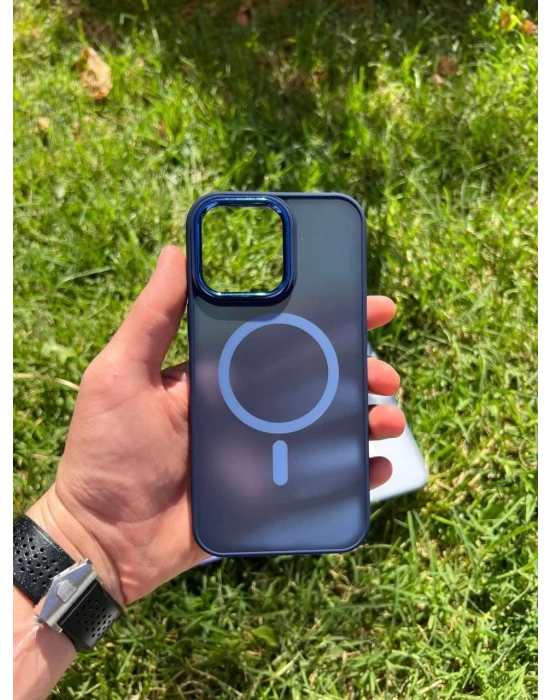İphone 14 Plus Magsafe Mat Krom Telefon Kılıfı