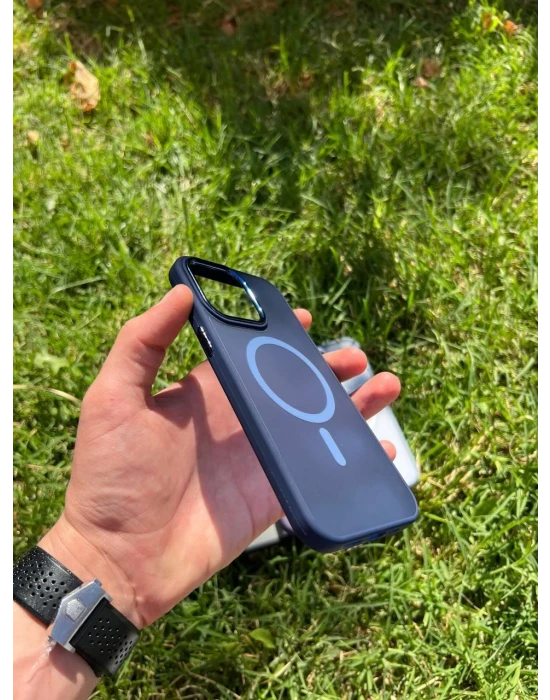 İphone 14 Plus Magsafe Mat Krom Telefon Kılıfı