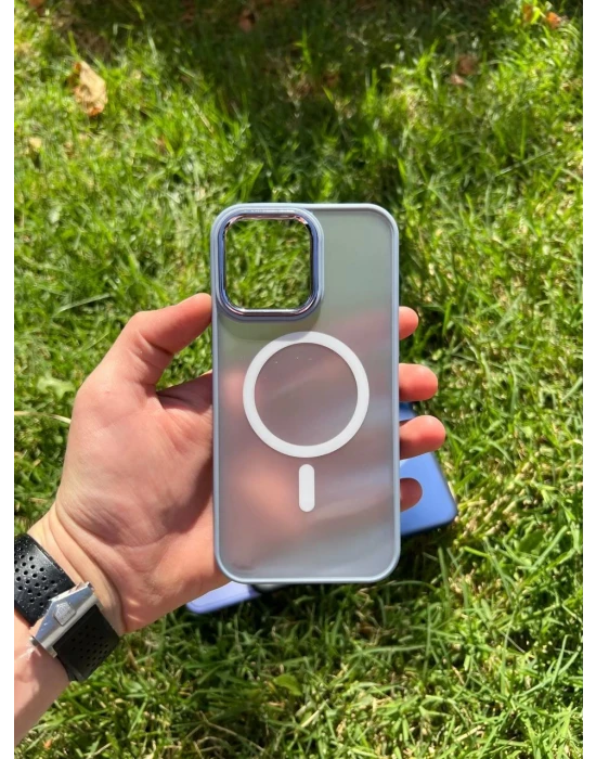 İphone 14 Plus Magsafe Mat Krom Telefon Kılıfı