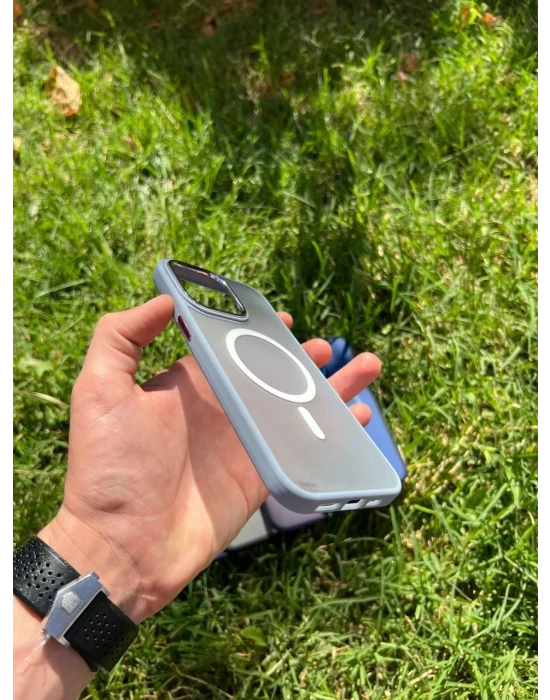 İphone 14 Plus Magsafe Mat Krom Telefon Kılıfı