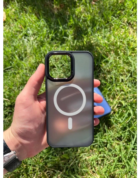 İphone 14 Plus Magsafe Mat Krom Telefon Kılıfı