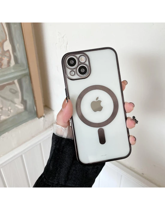 İphone 14 Plus Magsafe Uyumlu Parlak Lazer Telefon Kılıfı