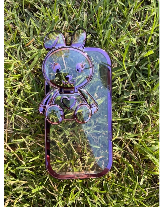 İphone 14 Plus Stantlı Rabbit Silikon Telefon Kılıfı