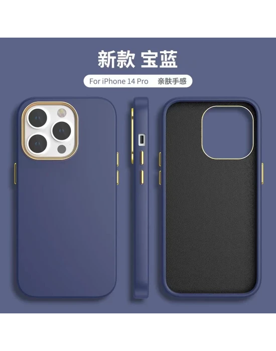 İphone 14 Pro Dik Kenarlı Deri Görünümlü Atlas Telefon Kılıfı